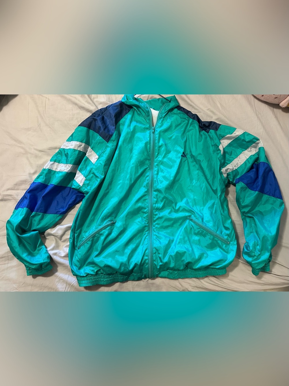 Puma Teal and Navy Retro Windbreaker Bomber Jacket